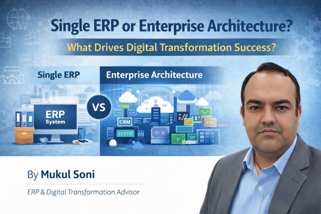 Single ERP vs Enterprise Architecture comparison for digital transformation success with integrated systems and governance β by Mukul Soni