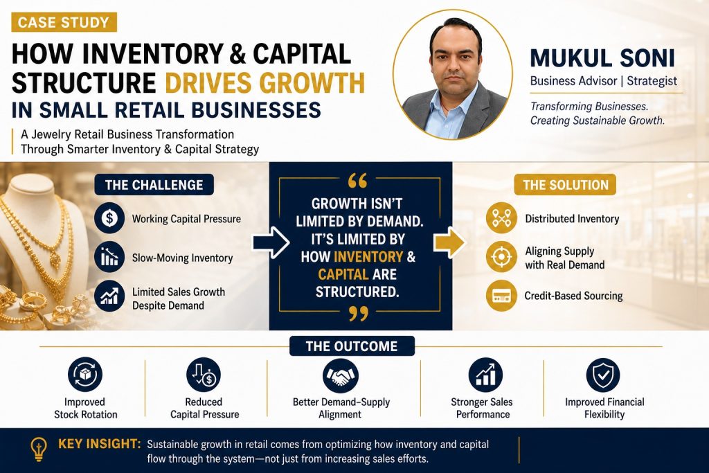 Jewelry retail business case study showing how inventory management and working capital optimization improved stock rotation and growth