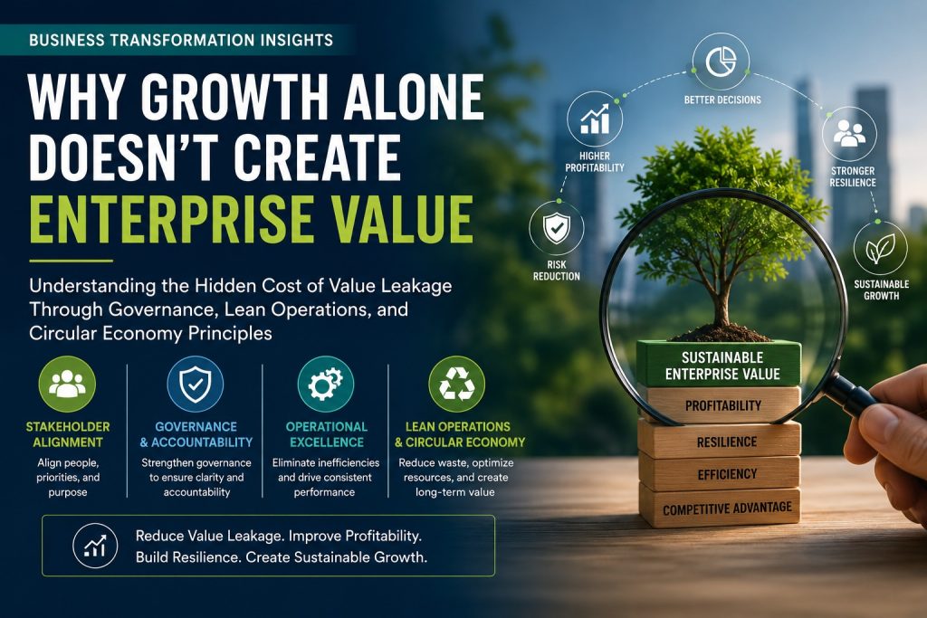 Value leakage framework for sustainable enterprise value creation.
